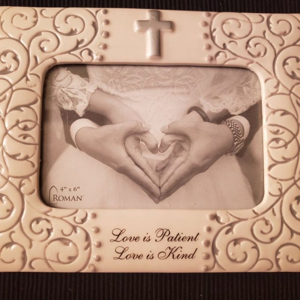 Roman 4" x 6" Picture Frame Love is Patient Love is Kind Wedding Cross